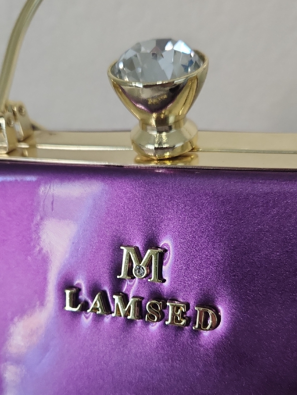 LAMSED Purple Evening Top-Handle Clutch